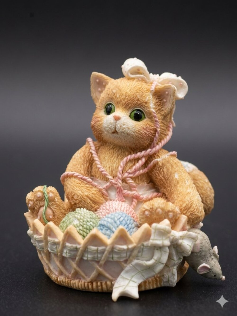 **Vintage 1995 Enesco Calico Kittens Priscilla Hillman #168602 designer certifie